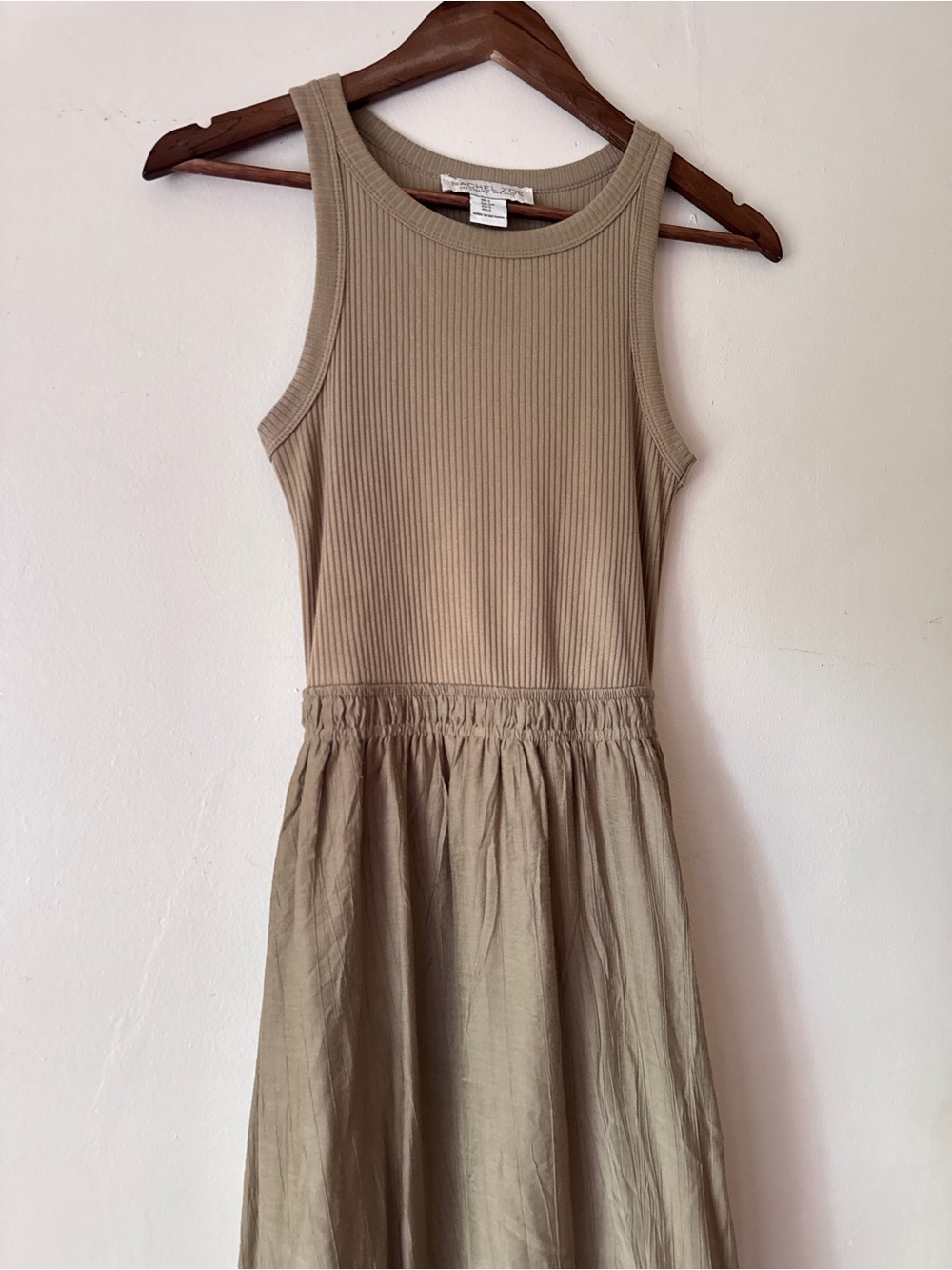 Rachel Zoe Olive Green Ribbed Tank & Flowing Midi Skirt Dress - Size S - Picture 3 of 6